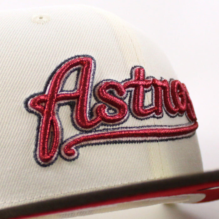 Houston Astros 2000 Inaugural Season New Era 59Fifty Fitted Hat (Chrome White Walnut Scarlet Red Under Brim)