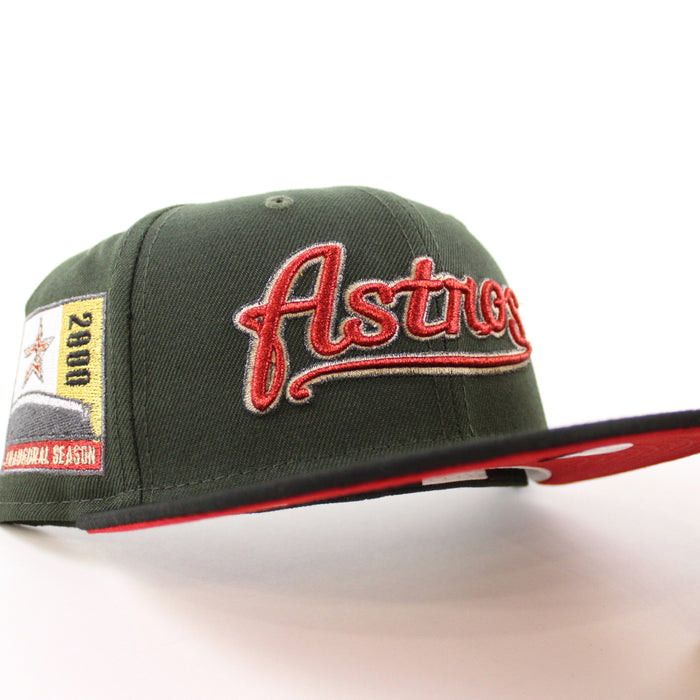 Houston Astros 2000 Inaugural Season New Era 59Fifty Fitted Hat (Seaweed Black Scarlet Under Brim)