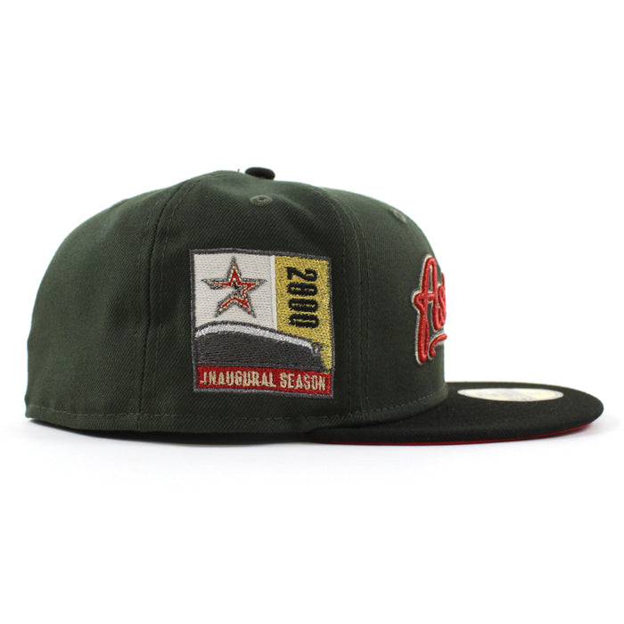 Houston Astros 2000 Inaugural Season New Era 59Fifty Fitted Hat (Seaweed Black Scarlet Under Brim)