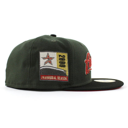 Houston Astros 2000 Inaugural Season New Era 59Fifty Fitted Hat (Seaweed Black Scarlet Under Brim)