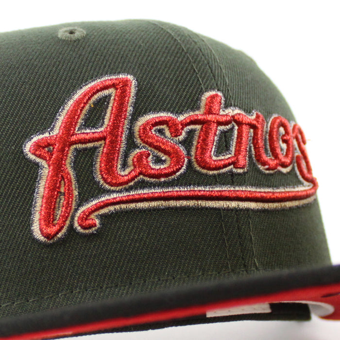 Houston Astros 2000 Inaugural Season New Era 59Fifty Fitted Hat (Seaweed Black Scarlet Under Brim)
