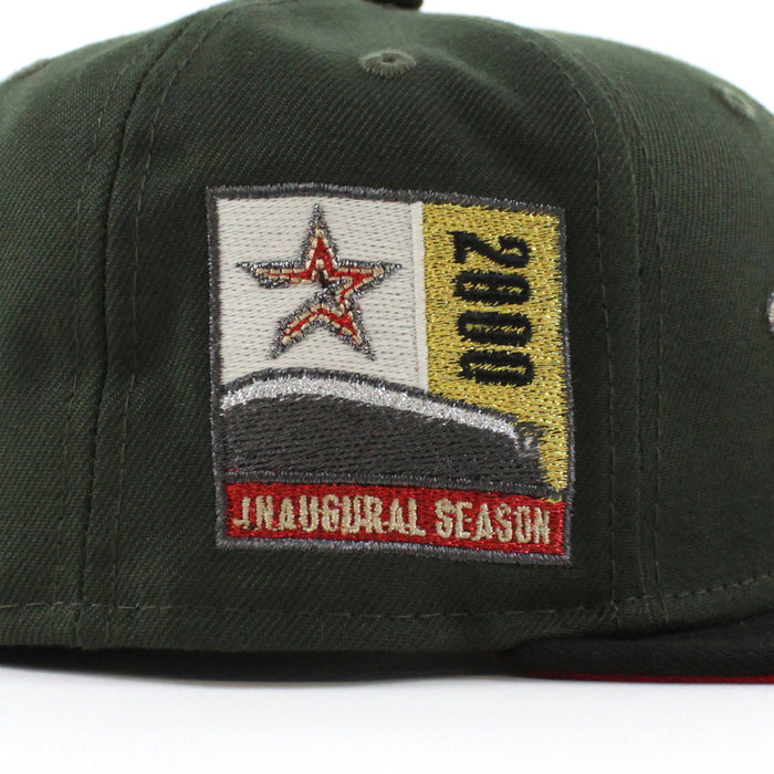 Houston Astros 2000 Inaugural Season New Era 59Fifty Fitted Hat (Seaweed Black Scarlet Under Brim)
