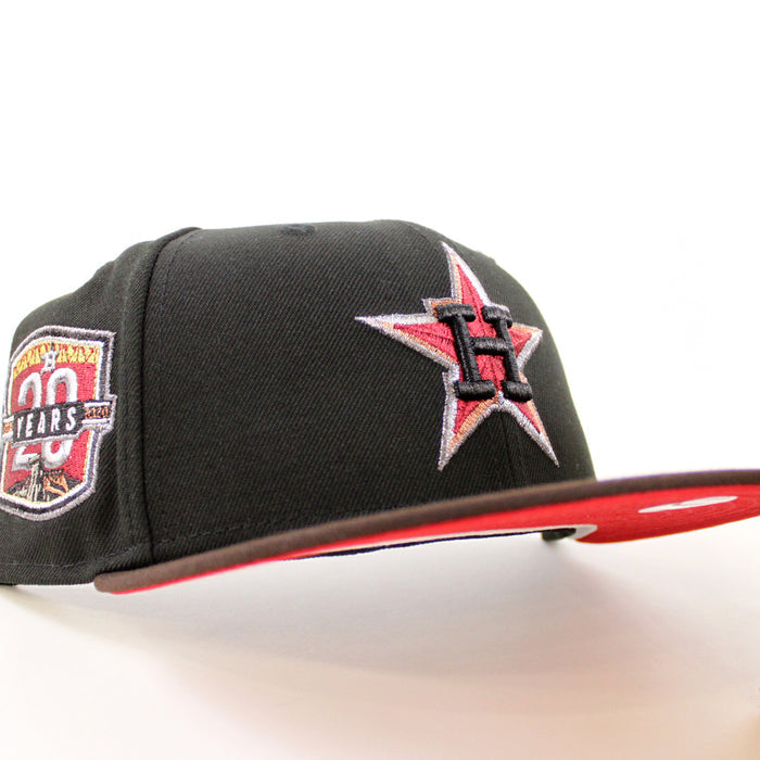 Houston Astros 20Th Anniversary New Era 59Fifty Fitted Hat (Black BurntWood Scarlet Under Brim)