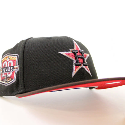 Houston Astros 20Th Anniversary New Era 59Fifty Fitted Hat (Black BurntWood Scarlet Under Brim)