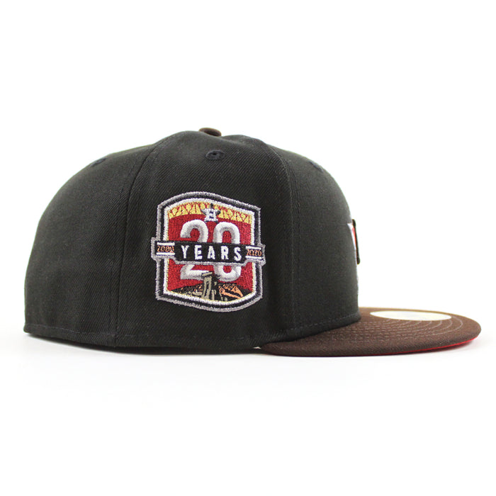 Houston Astros 20Th Anniversary New Era 59Fifty Fitted Hat (Black BurntWood Scarlet Under Brim)