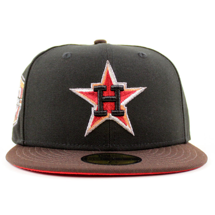 Houston Astros 20Th Anniversary New Era 59Fifty Fitted Hat (Black BurntWood Scarlet Under Brim)