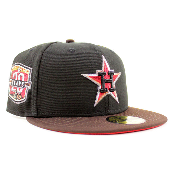Houston Astros 20Th Anniversary New Era 59Fifty Fitted Hat (Black BurntWood Scarlet Under Brim)