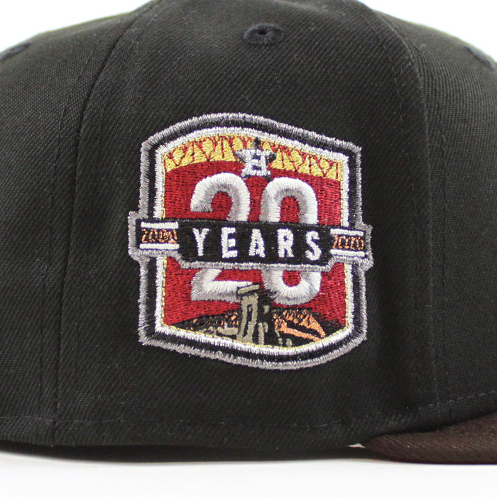 Houston Astros 20Th Anniversary New Era 59Fifty Fitted Hat (Black BurntWood Scarlet Under Brim)