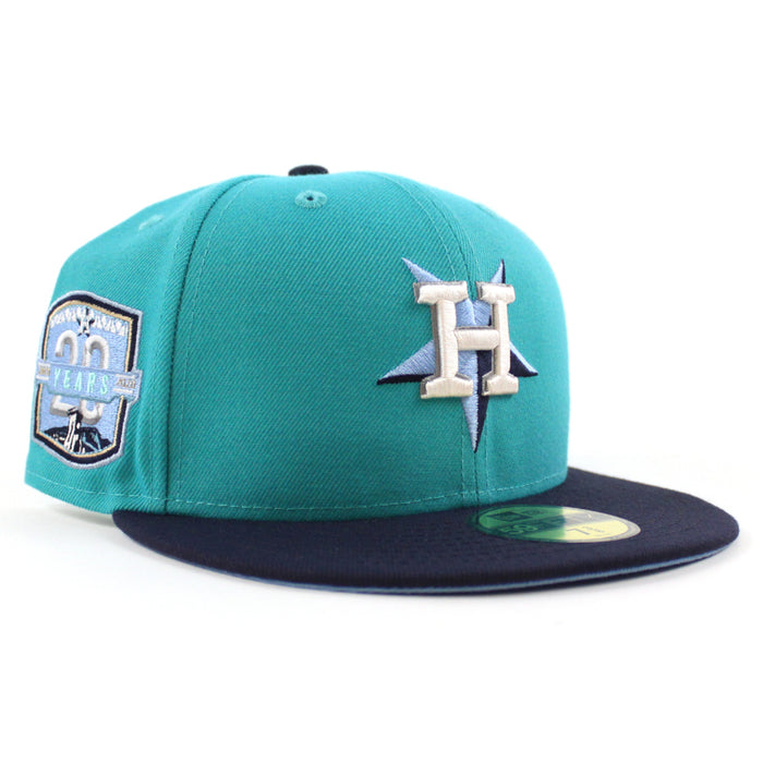 Houston Astros 20Th Anniversary New Era 59Fifty Fitted Hat (Teal Navy Sky Blue Under Brim)