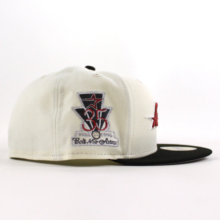 Houston Astros 35 Great Years New Era 59Fifty Fitted Hat (Chrome White Black Gray Under Brim)