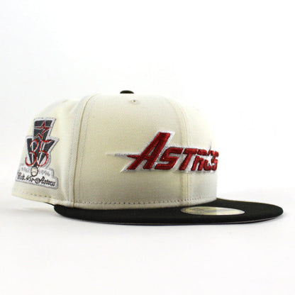 Houston Astros 35 Great Years New Era 59Fifty Fitted Hat (Chrome White Black Gray Under Brim)
