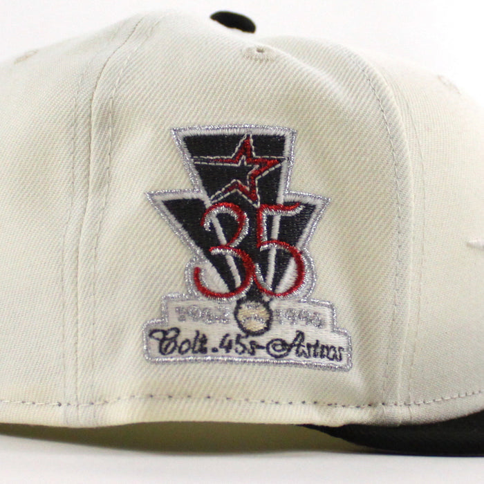 Houston Astros 35 Great Years New Era 59Fifty Fitted Hat (Chrome White Black Gray Under Brim)