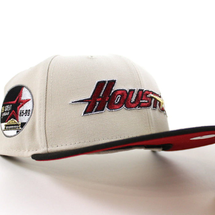 Houston Astros 35 Great Years New Era 59Fifty Fitted Hat (Stone Black Red Under Brim)
