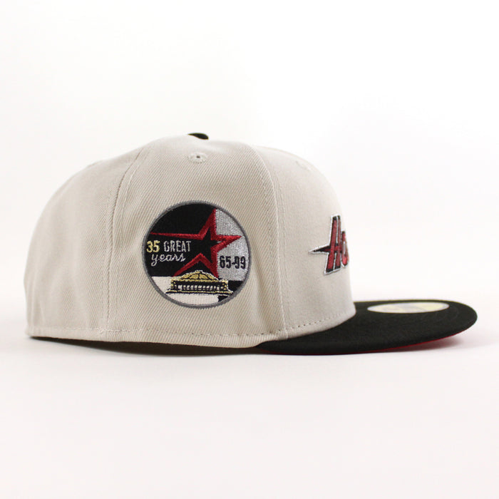 Houston Astros 35 Great Years New Era 59Fifty Fitted Hat (Stone Black Red Under Brim)