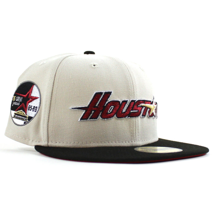 Houston Astros 35 Great Years New Era 59Fifty Fitted Hat (Stone Black Red Under Brim)
