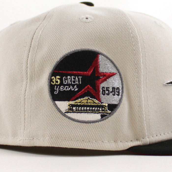 Houston Astros 35 Great Years New Era 59Fifty Fitted Hat (Stone Black Red Under Brim)