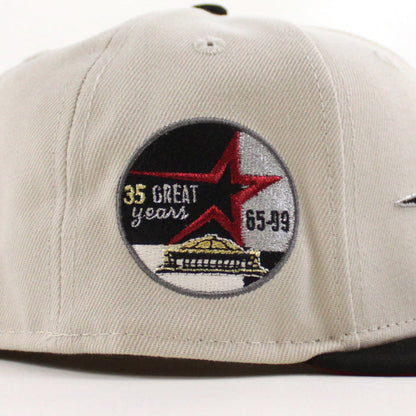 Houston Astros 35 Great Years New Era 59Fifty Fitted Hat (Stone Black Red Under Brim)