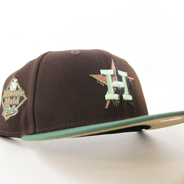 Houston Astros 40Th Anniversary New Era 59Fifty Fitted Hat (Burnt Wood Mountain Green Khaki Under Brim)