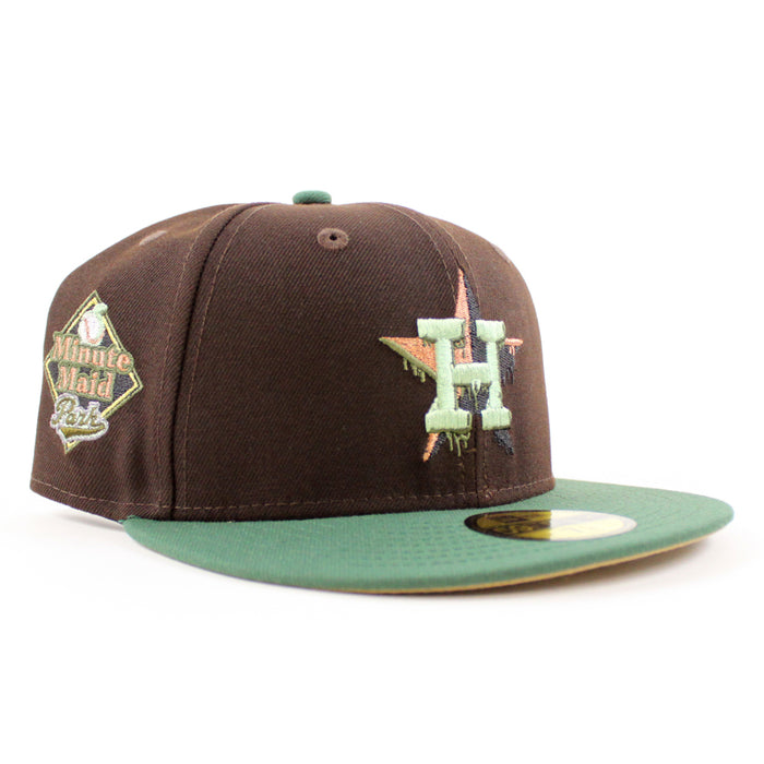 Houston Astros 40Th Anniversary New Era 59Fifty Fitted Hat (Burnt Wood Mountain Green Khaki Under Brim)