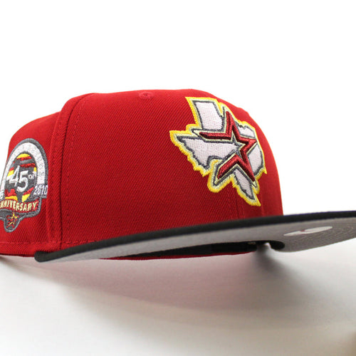 Houston Astros 40Th Anniversary New Era 59Fifty Fitted Hat (Scarlet Red Black Gray Under Brim)