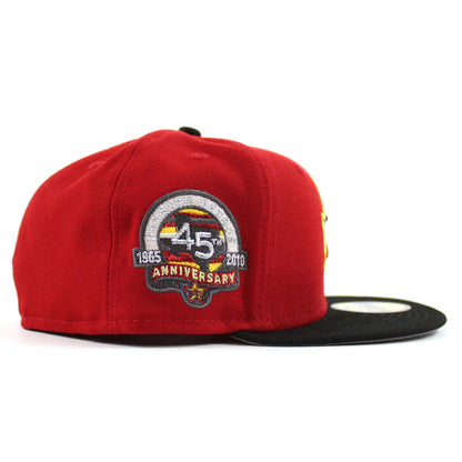 Houston Astros 40Th Anniversary New Era 59Fifty Fitted Hat (Scarlet Red Black Gray Under Brim)