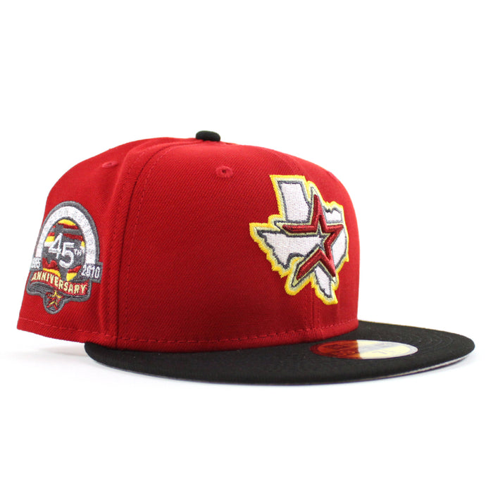 Houston Astros 40Th Anniversary New Era 59Fifty Fitted Hat (Scarlet Red Black Gray Under Brim)