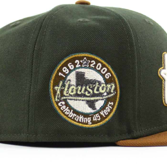 Houston Astros 45 Years New Era 59Fifty Fitted Hat (SeaWeed Green Toasted Peanuts Gray Under Brim)