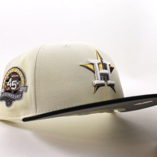 Houston Astros 45Th Anniversary New Era 59Fifty Fitted Hat (Chrome White Black and Gray Under Brim)
