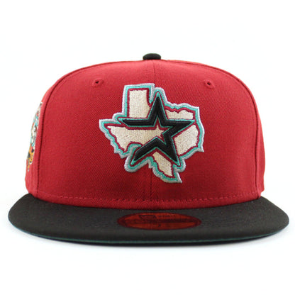 Houston Astros 45TH Anniversary New Era 59Fifty Fitted Hat (PINOT RED BLACK PINE NEEDLE GREEN Under Brim)