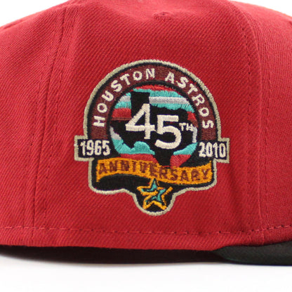 Houston Astros 45TH Anniversary New Era 59Fifty Fitted Hat (PINOT RED BLACK PINE NEEDLE GREEN Under Brim)