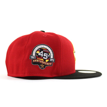 Houston Astros 45th Anniversary New Era 59Fifty Fitted Hat (Scarlet Red Black Gray Under Brim)