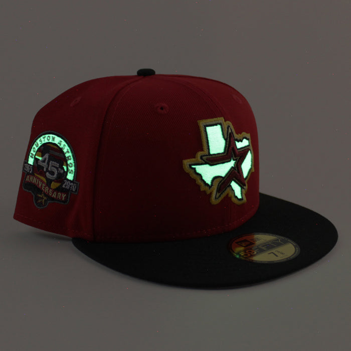 Houston Astros 45th Anniversary New Era 59Fifty Fitted Hat (Scarlet Red Black Gray Under Brim)
