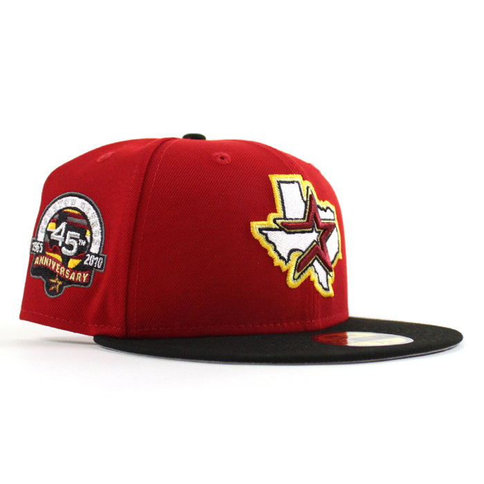 Houston Astros 45th Anniversary New Era 59Fifty Fitted Hat (Scarlet Red Black Gray Under Brim)
