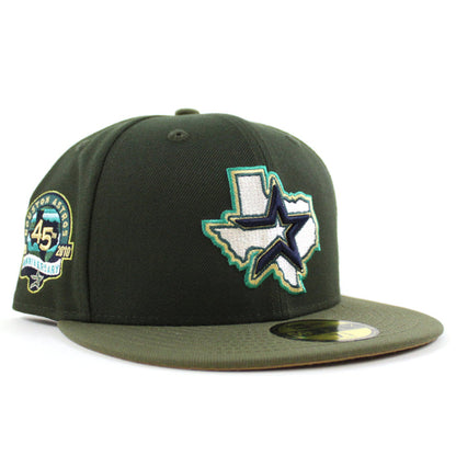 Houston Astros 45Th Anniversary  New Era 59Fifty Fitted Hat (Seaweed Olive Khaki Under Brim)