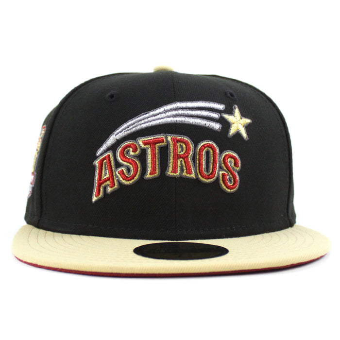 Houston Astros 50Th Anniversary 1962-2012 New Era 59Fifty Fitted Hat (Black Vegas Gold Red Under Brim)