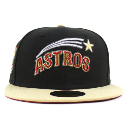 Houston Astros 50Th Anniversary 1962-2012 New Era 59Fifty Fitted Hat (Black Vegas Gold Red Under Brim)