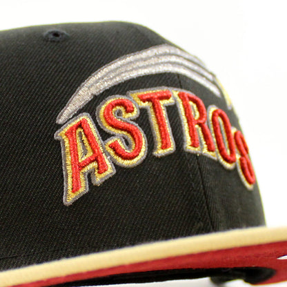 Houston Astros 50Th Anniversary 1962-2012 New Era 59Fifty Fitted Hat (Black Vegas Gold Red Under Brim)