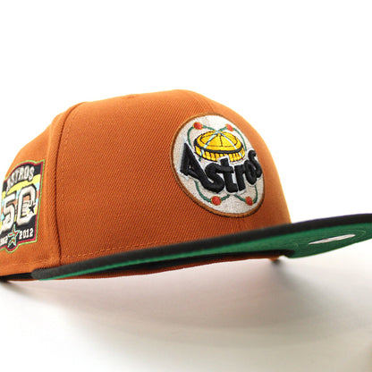 Houston Astros 50Th Anniversary 1962-2012 New Era 59Fifty Fitted Hat (Rust Black Green Under Brim)