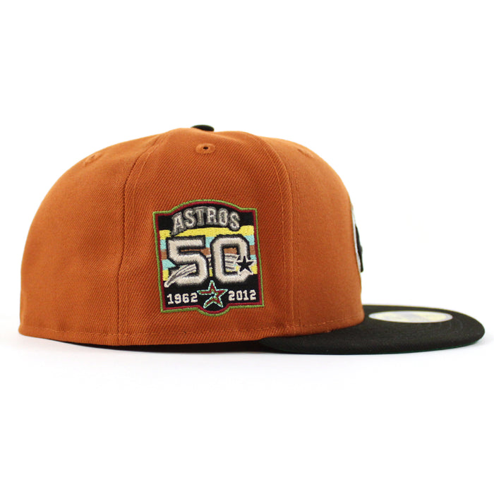 Houston Astros 50Th Anniversary 1962-2012 New Era 59Fifty Fitted Hat (Rust Black Green Under Brim)