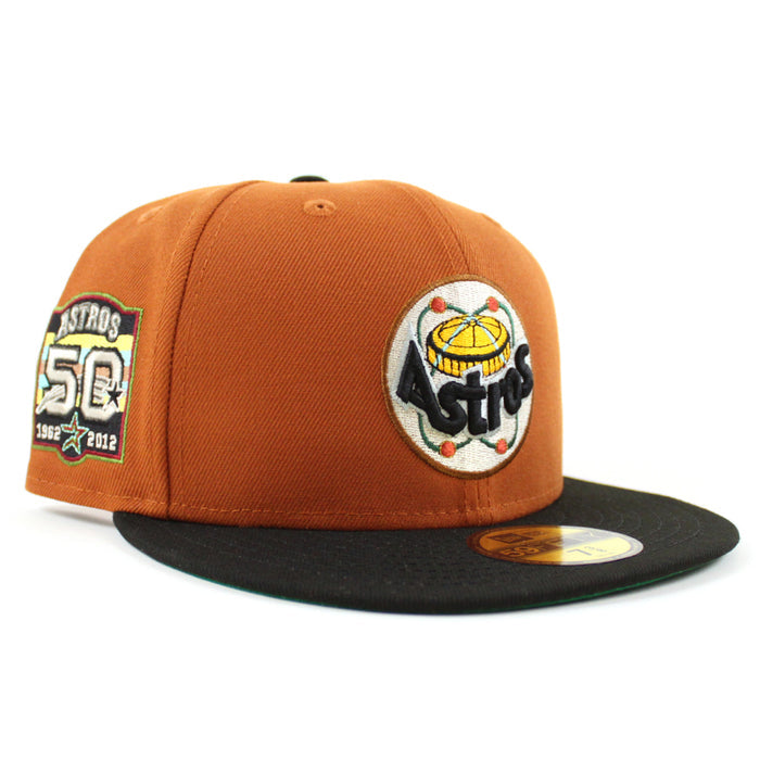 Houston Astros 50Th Anniversary 1962-2012 New Era 59Fifty Fitted Hat (Rust Black Green Under Brim)