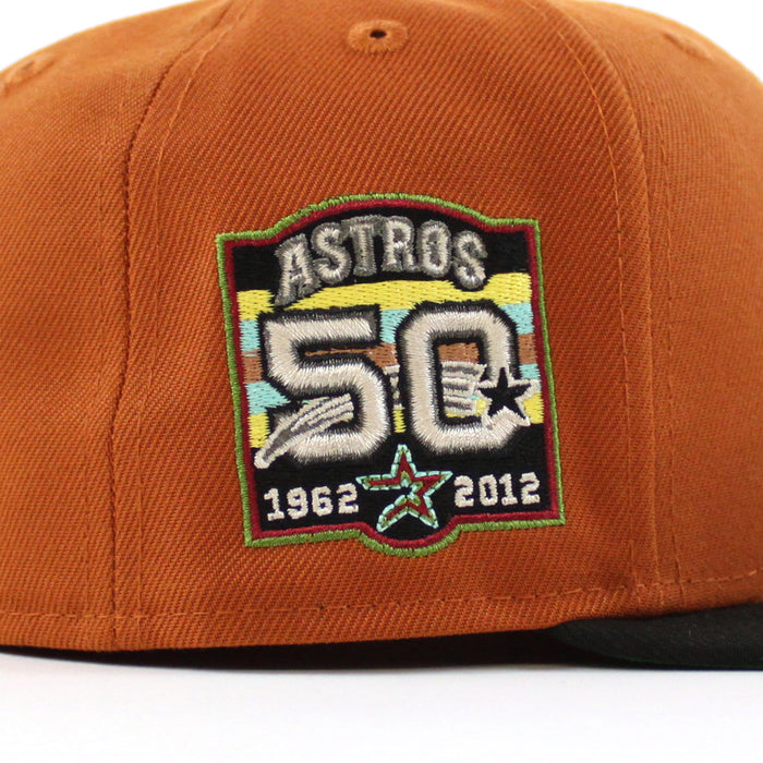 Houston Astros 50Th Anniversary 1962-2012 New Era 59Fifty Fitted Hat (Rust Black Green Under Brim)