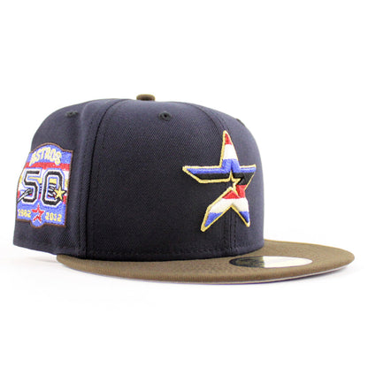 Houston Astros 50th Anniversary New Era 59Fifty Fitted Hat (Navy Walnut Gray Under Brim)