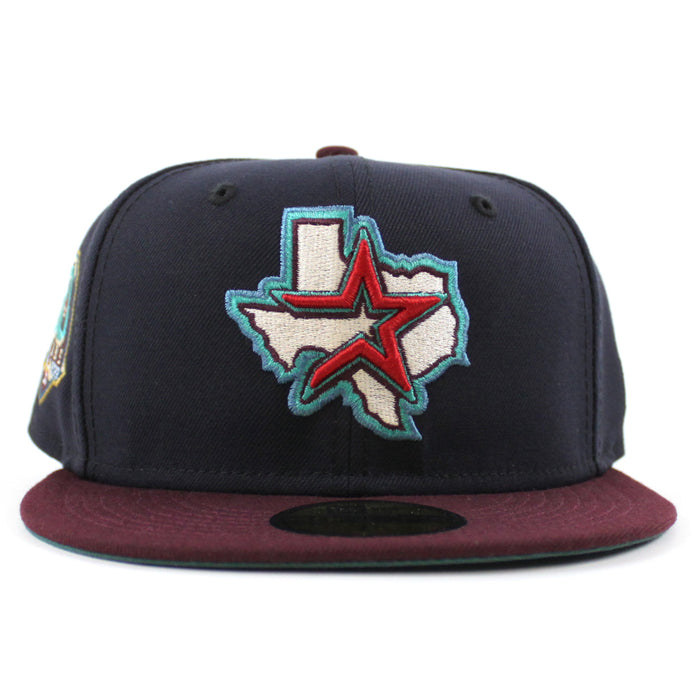 Houston Astros 60 YEARS New Era 59Fifty Fitted Hat (NAVY MAROON PINE NEEDLE GREEN Under Brim)