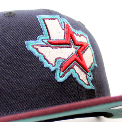 Houston Astros 60 YEARS New Era 59Fifty Fitted Hat (NAVY MAROON PINE NEEDLE GREEN Under Brim)