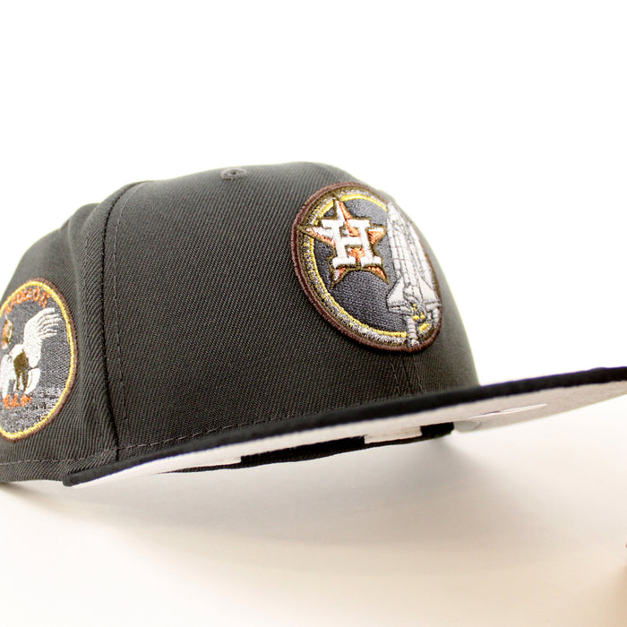 Houston Astros Apollo 11 New Era 59Fifty Fitted Hat (Pewter JAQUARD TONAL CAMO BLACK Metallic Silver Under Brim)