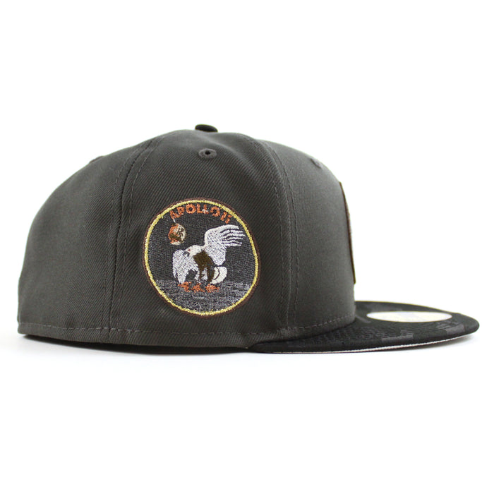 Houston Astros Apollo 11 New Era 59Fifty Fitted Hat (Pewter JAQUARD TONAL CAMO BLACK Metallic Silver Under Brim)