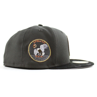 Houston Astros Apollo 11 New Era 59Fifty Fitted Hat (Pewter JAQUARD TONAL CAMO BLACK Metallic Silver Under Brim)