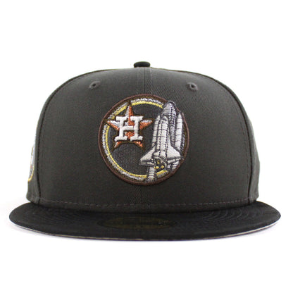 Houston Astros Apollo 11 New Era 59Fifty Fitted Hat (Pewter JAQUARD TONAL CAMO BLACK Metallic Silver Under Brim)