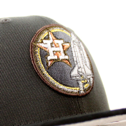 Houston Astros Apollo 11 New Era 59Fifty Fitted Hat (Pewter JAQUARD TONAL CAMO BLACK Metallic Silver Under Brim)