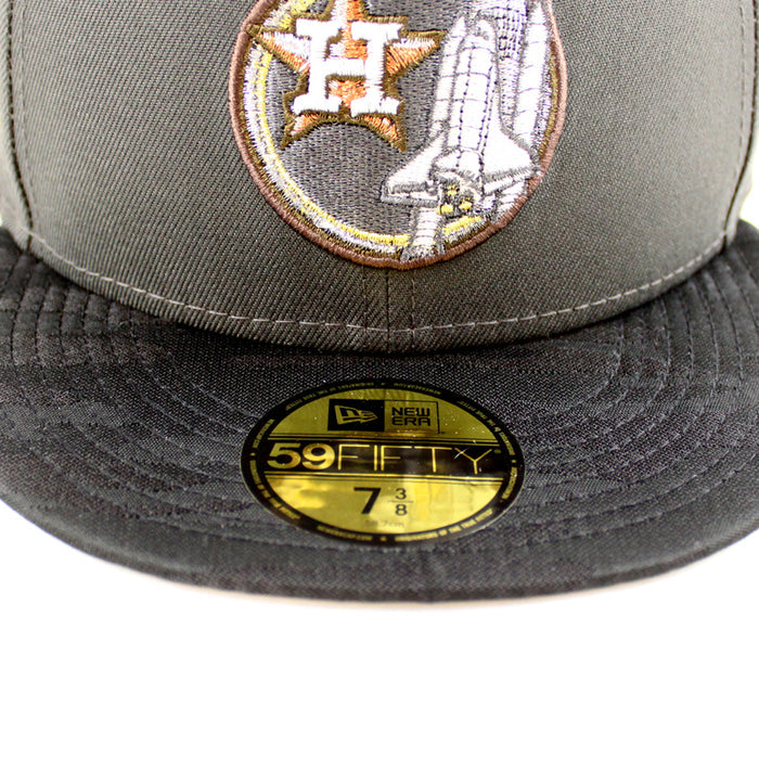 Houston Astros Apollo 11 New Era 59Fifty Fitted Hat (Pewter JAQUARD TONAL CAMO BLACK Metallic Silver Under Brim)